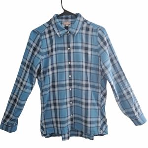 J. Jill Womens Plaid Button Up Shirt Top Sz XS